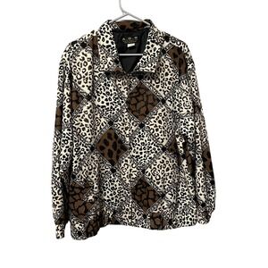 ADS American Designer Style Jacket Womens Size Large Animal Print Zip Up